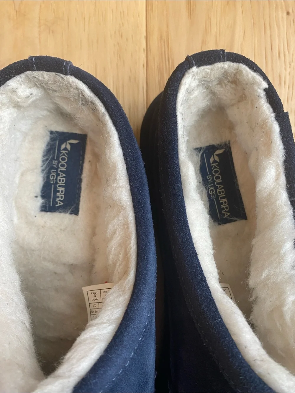 Koolaburra Navy Suede Slip-On Loafers with Cream Lining